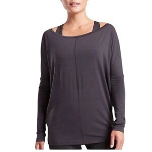 Athleta Womens Essence Shirt XS Gray Scoop Neck‎ Slouchy Active Pilates Yoga Gym
